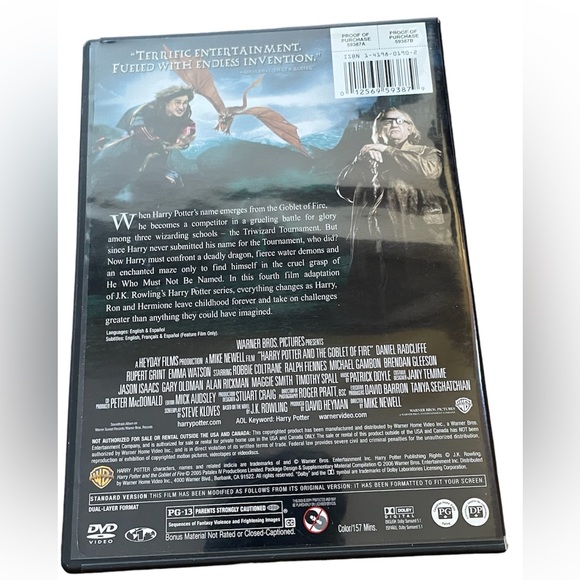 Harry Potter Goblet of Fire DVD - Picture 2 of 2